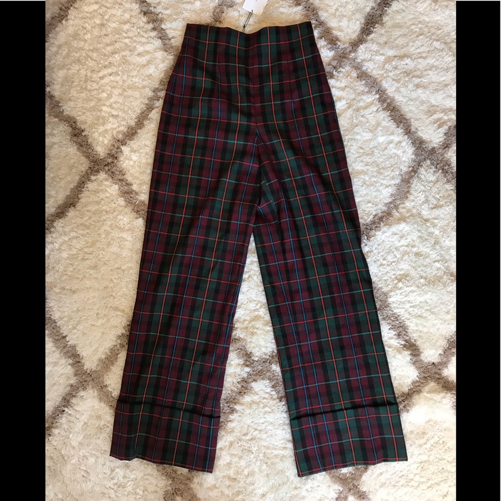 Zara NWT Plaid Wide-Legged Trouser